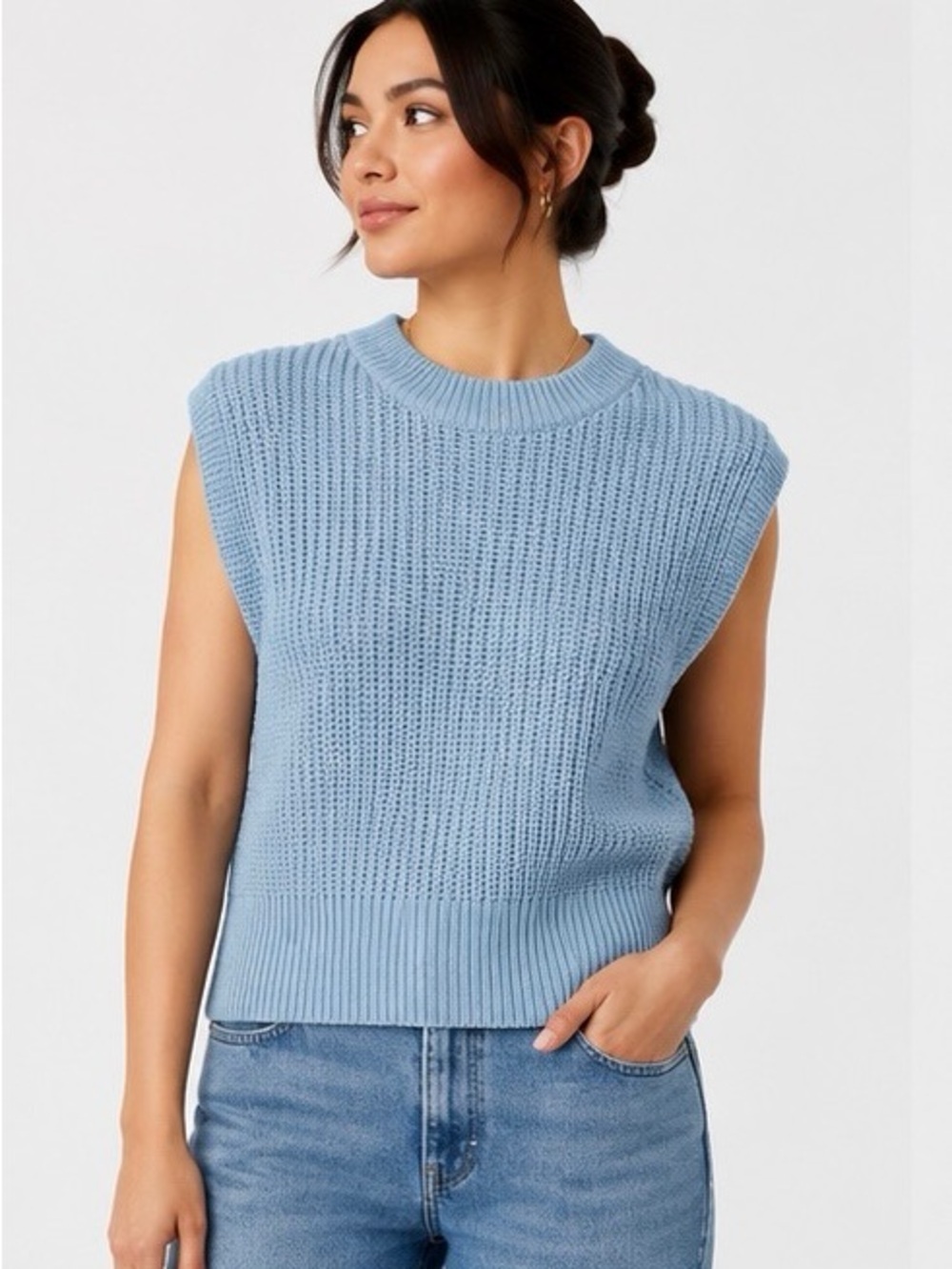 Babaton Pale Blue Knit Sweater Vest
